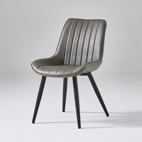 #CH 03-24 Grey Striped Leatherette Accent Chair