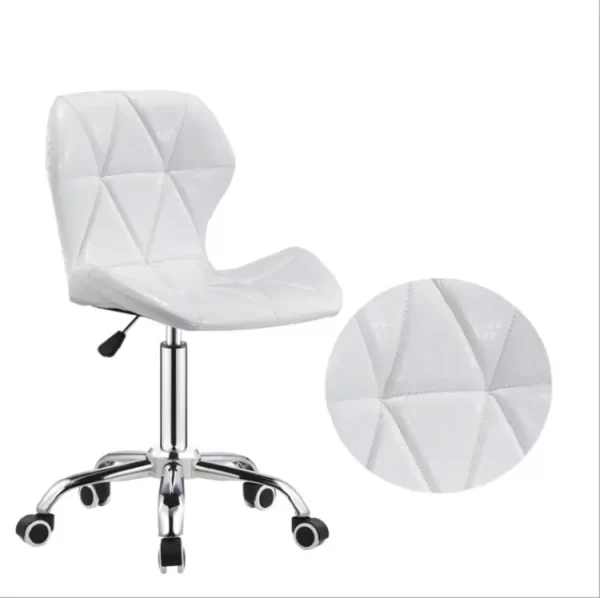 #CH 08-02 Leatherette Rolling Chair -  White - Image 2