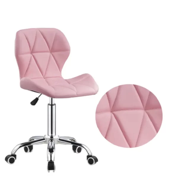 #CH 08-07 Leatherette Rolling Chair - Pink - Image 2