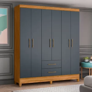 Panama 6 Door Wardrobe - Freijo/Gray