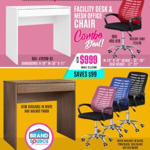 Combo Deal: Facility 1 Drawer Desk & #OC-620 Mesh Office Chair