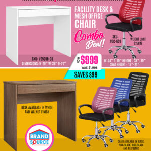 Combo Deal: Facility 1 Drawer Desk & #OC-620 Mesh Office Chair