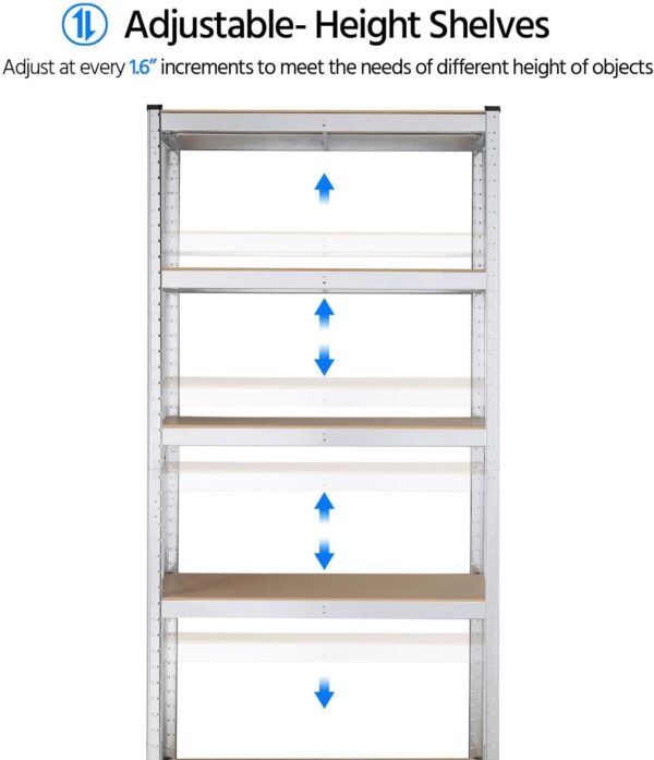 #ST-136 LARGE 5 Tier Galvanized 71" Multiuse Metal & MDF Storage Shelf - Image 5