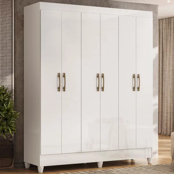 Cancun 6 Door Wardrobe & Vitoria Chest Combo - White - Image 2