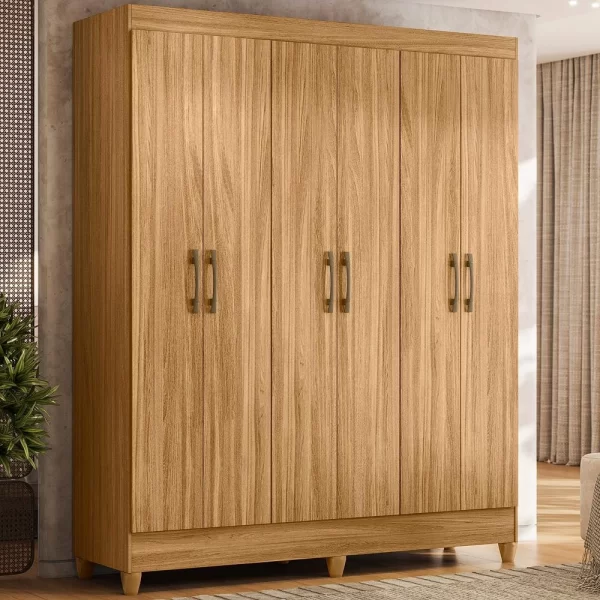 Combo Deal: Cancun 6 Door Wardrobe & Vitoria Chest of Drawers - Freijo Finish - Image 2