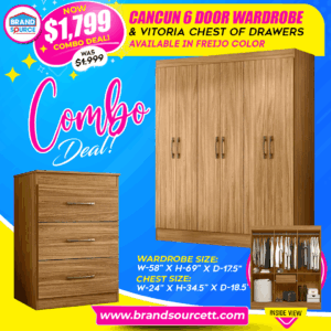 Cancun 6 Door Wardrobe & Vitoria Chest Combo - Freijo