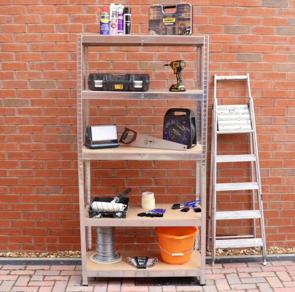 #ST-136 LARGE 5 Tier Galvanized 71" Multiuse Metal & MDF Storage Shelf - Image 4