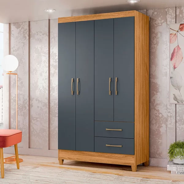 Chile 4 Door Wardrobe - Freijo/Gray