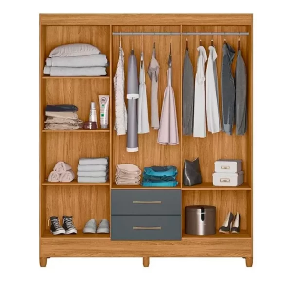 Combo Deal: Panama 6 Door Wardrobe & #MS913 4 Drawer Chest of Drawers - Freijo/Gray - Image 5