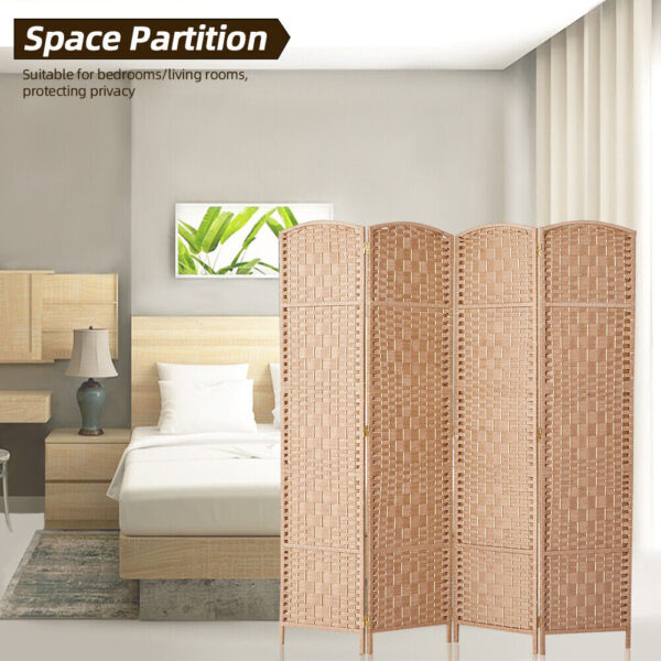 #CH 15-07 4 Section Room Divider - Blury Wood - Image 2