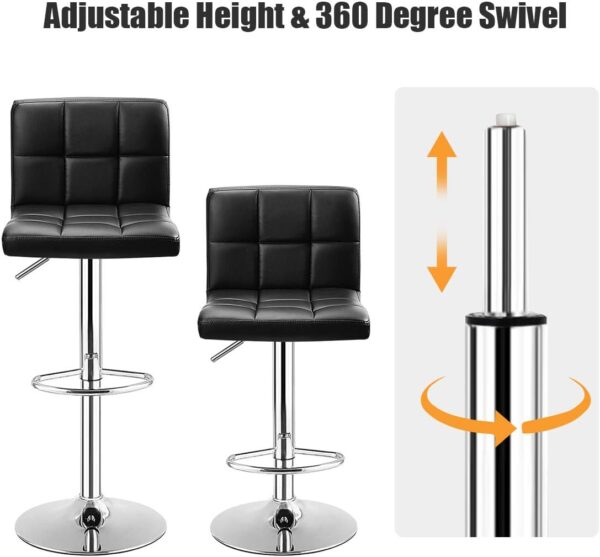 #CH 05-42 2PC Leatherette Swivel Bar Stool - Black - Image 6