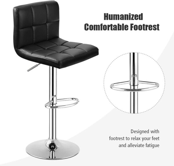 #CH 05-42 2PC Leatherette Swivel Bar Stool - Black - Image 5