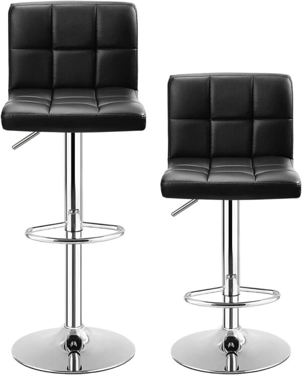 #CH 05-42 2PC Leatherette Swivel Bar Stool - Black - Image 4