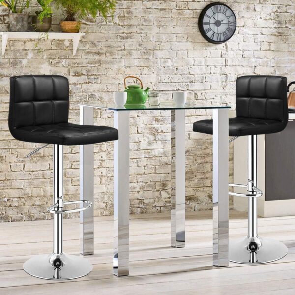 #CH 05-42 2PC Leatherette Swivel Bar Stool - Black - Image 2