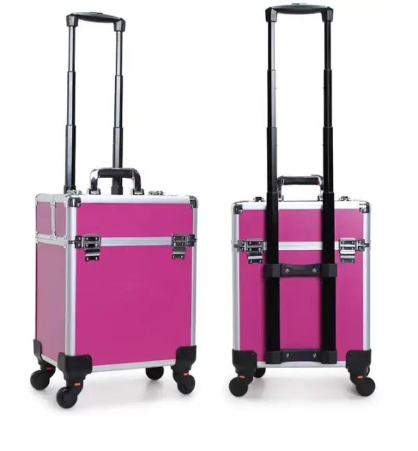 #MU 01-08 Pink Single Layer Multi-use Cosmetic Train Case - Image 2