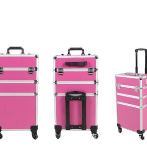 #MU 01-10 Pink 3 Layer Multi-use Cosmetic Train Case