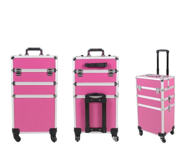#MU 01-10 Pink 3 Layer Multi-use Cosmetic Train Case