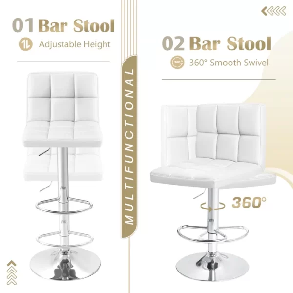 #CH 05-42 2PC Leatherette Swivel Bar Stool - White - Image 9