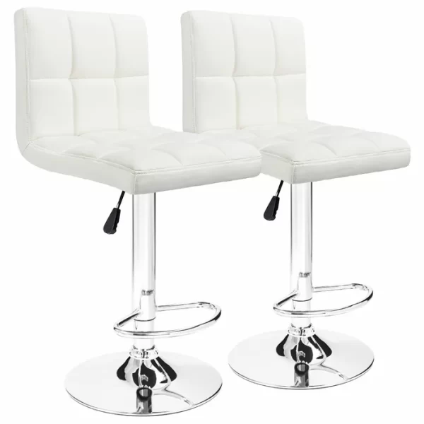 #CH 05-42 2PC Leatherette Swivel Bar Stool - White