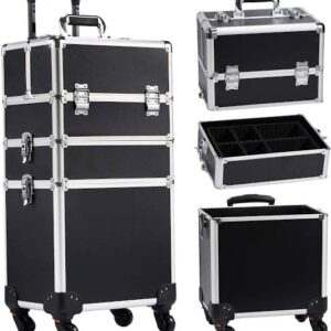 #MU 01-10 Matte Black 3 Layer Multi-use Cosmetic Train Case
