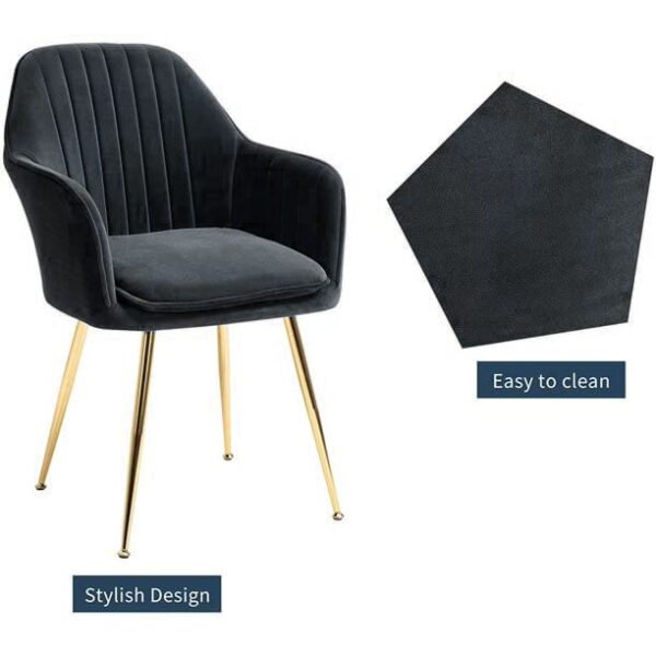#CH 03-03 Black Nordic Velvet Accent Chair - Image 3