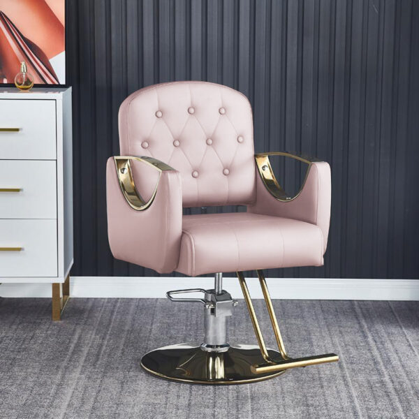 #BL 03-04 Pink Leatherette Salon Chair with Gold Frame