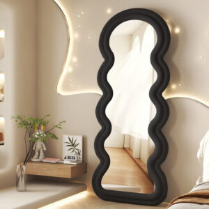 #XM 01-05 Black Wavy Flannel Full Length Standing Mirror