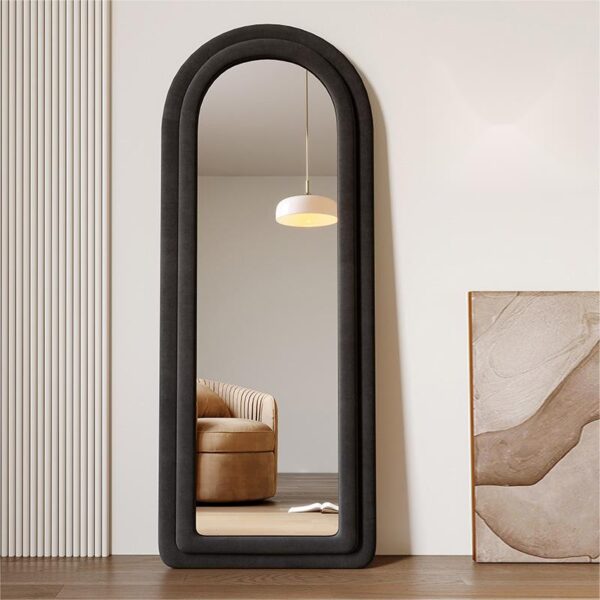 #XM 01-06 Black Arched Flannel Full Length Standing Mirror