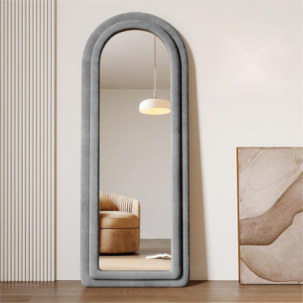 #XM 01-06 Gray Arched Flannel Full Length Standing Mirror