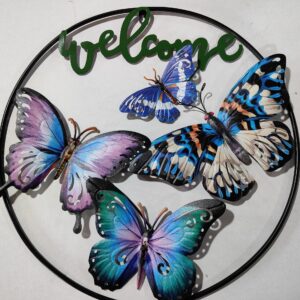 #BN 01-17 'Welcome' Butterflies Metal Wall Decor