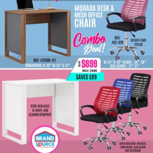 Combo Deal: Simple Morada Desk & #OC-620 Mesh Office Chair