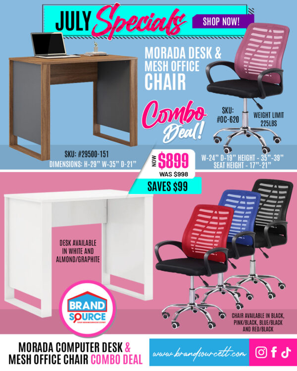 Combo Deal: Simple Morada Desk & #OC-620 Mesh Office Chair