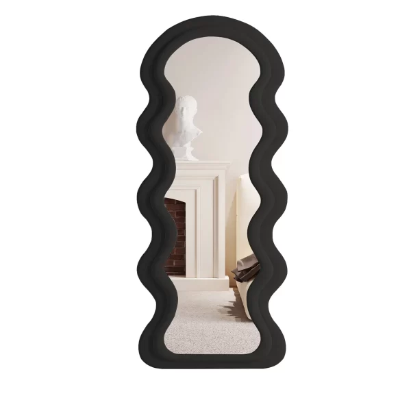 #XM 01-05 Black Wavy Flannel Full Length Standing Mirror - Image 4