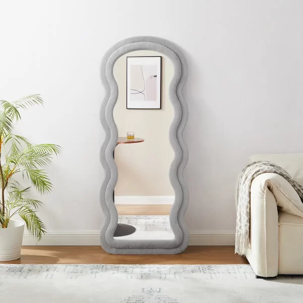 #XM 01-05 Gray Wavy Flannel Full Length Standing Mirror