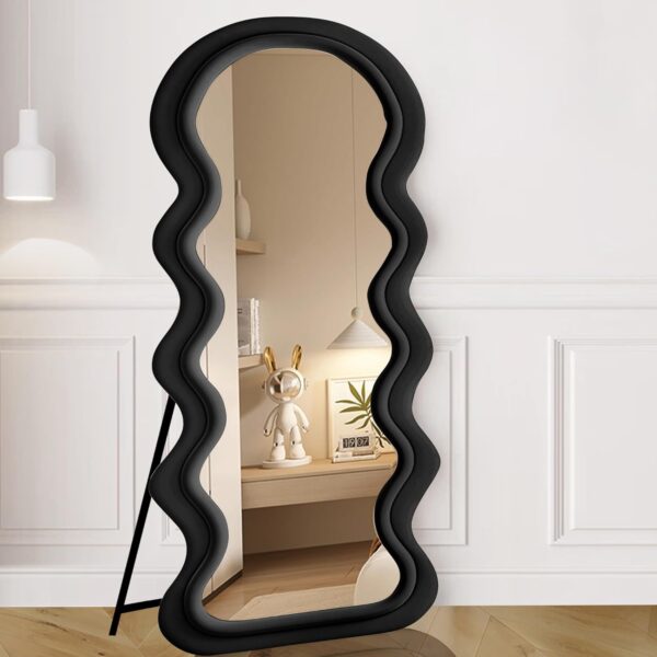 #XM 01-05 Black Wavy Flannel Full Length Standing Mirror - Image 2