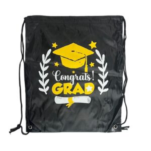 #GN 01-89 13" x 16.5" Graduation Drawstring Bags - 25PCS Black Special