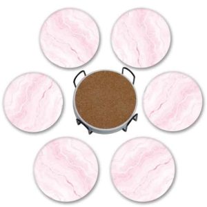 #CS 01-34 6PC Ceramic Coaster Set with Holder