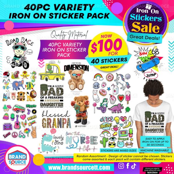 40PC Iron on Sticker Mystery Pack