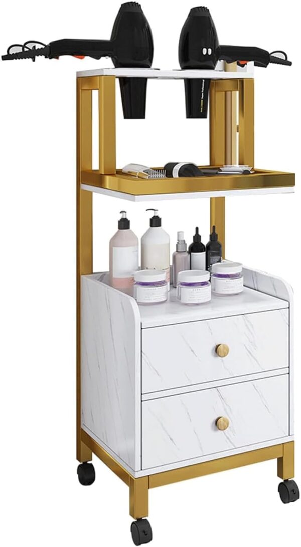 #WR 01-13 2 Drawer Gold Metal Frame Salon Trolley