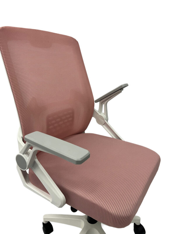 #CH 16-03 Pink & White Mesh Back Chair with Adjustable Handles - Image 3