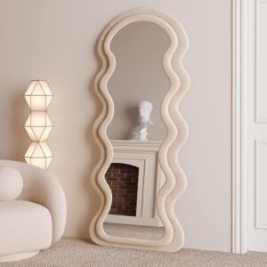 #XM 01-05 Khaki Wavy Flannel Full Length Standing Mirror