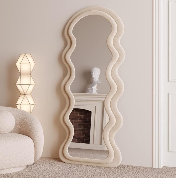 #XM 01-05 Khaki Wavy Flannel Full Length Standing Mirror