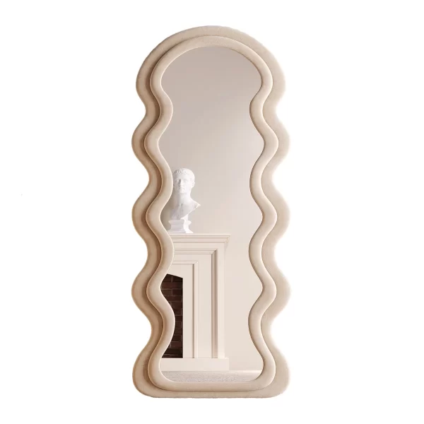 #XM 01-05 Khaki Wavy Flannel Full Length Standing Mirror - Image 4