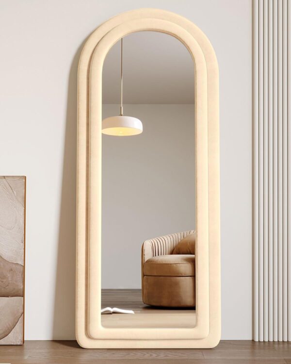 #XM 01-06 Khaki Arched Flannel Full Length Standing Mirror