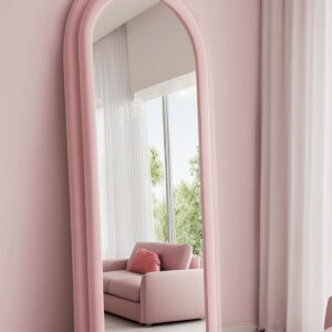 #XM 01-06 Pink Arched Flannel Full Length Standing Mirror