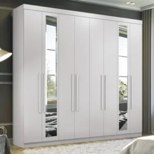 Master 8.4 Wardrobe with 8 Doors & 4 Drawers with Mirror - White Finish