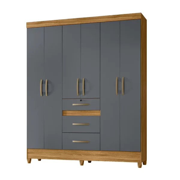 Itatiba 6 Door Wardrobe - Freijo/Gray Finish - Image 2