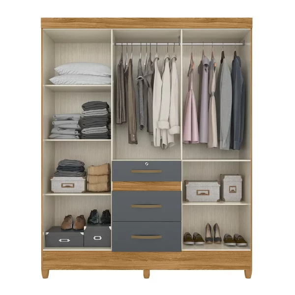 Itatiba 6 Door Wardrobe - Freijo/Gray Finish - Image 3