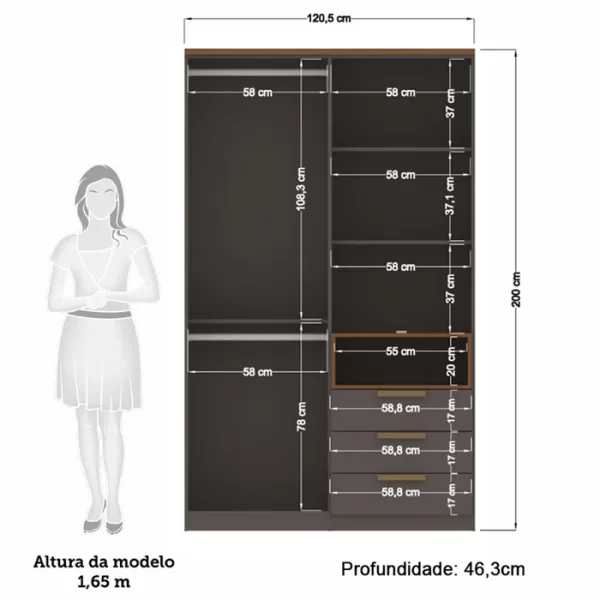 New Conect 4.3 Wardrobe - Jatoba/Graphite - Image 4