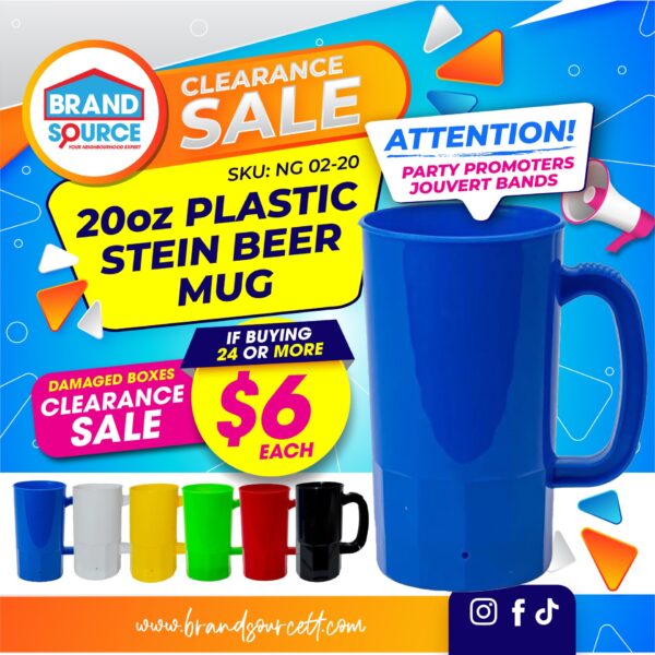 #NG 02-20 20oz Plastic Stein Beer Mug - 24PCS